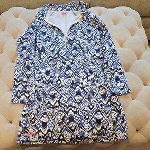 Lilly Pulitzer Blue and White Hooded Dress